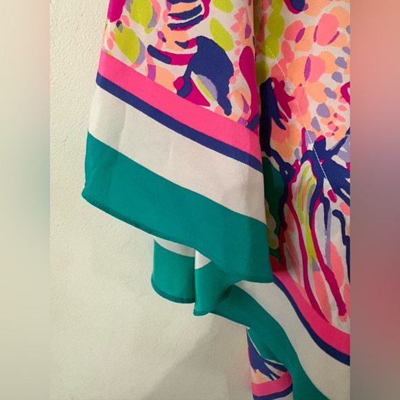 Lilly Pulitzer Lettie Silk Caftan/ "Safari Sighted" print. Cruise/Beach L/XL - Picture 4 of 8